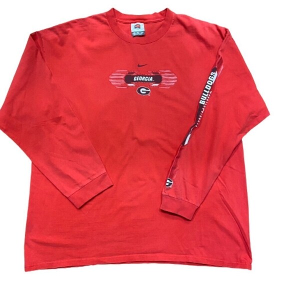 Nike Vintage UGA Center Swoosh Long Sleeve Red Black T-Shirt Men's Size XXL - Picture 1 of 8
